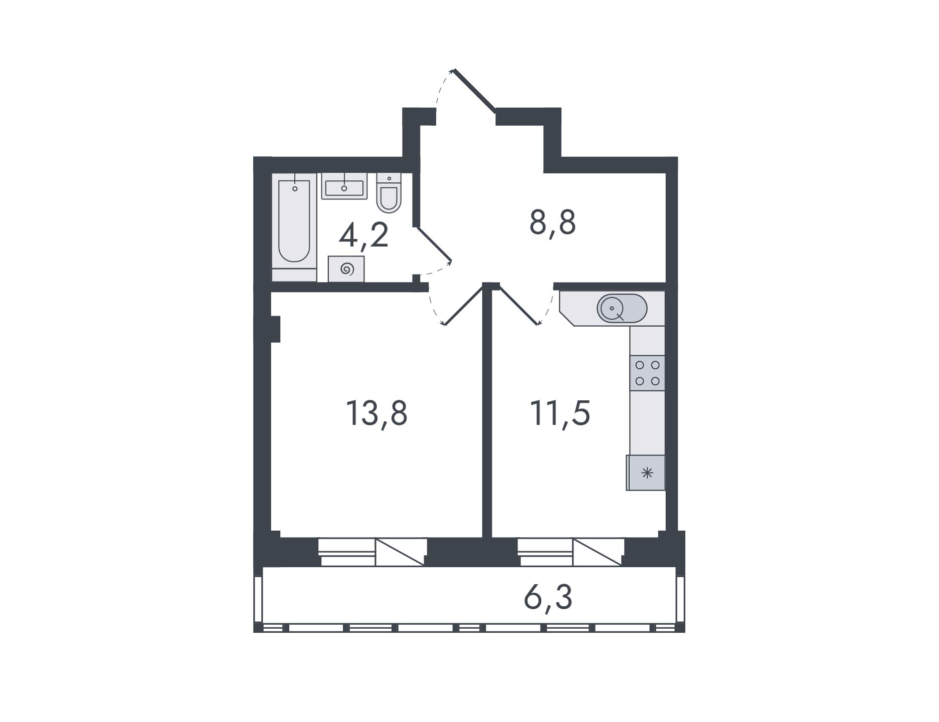 планировка квартиры 45 м2